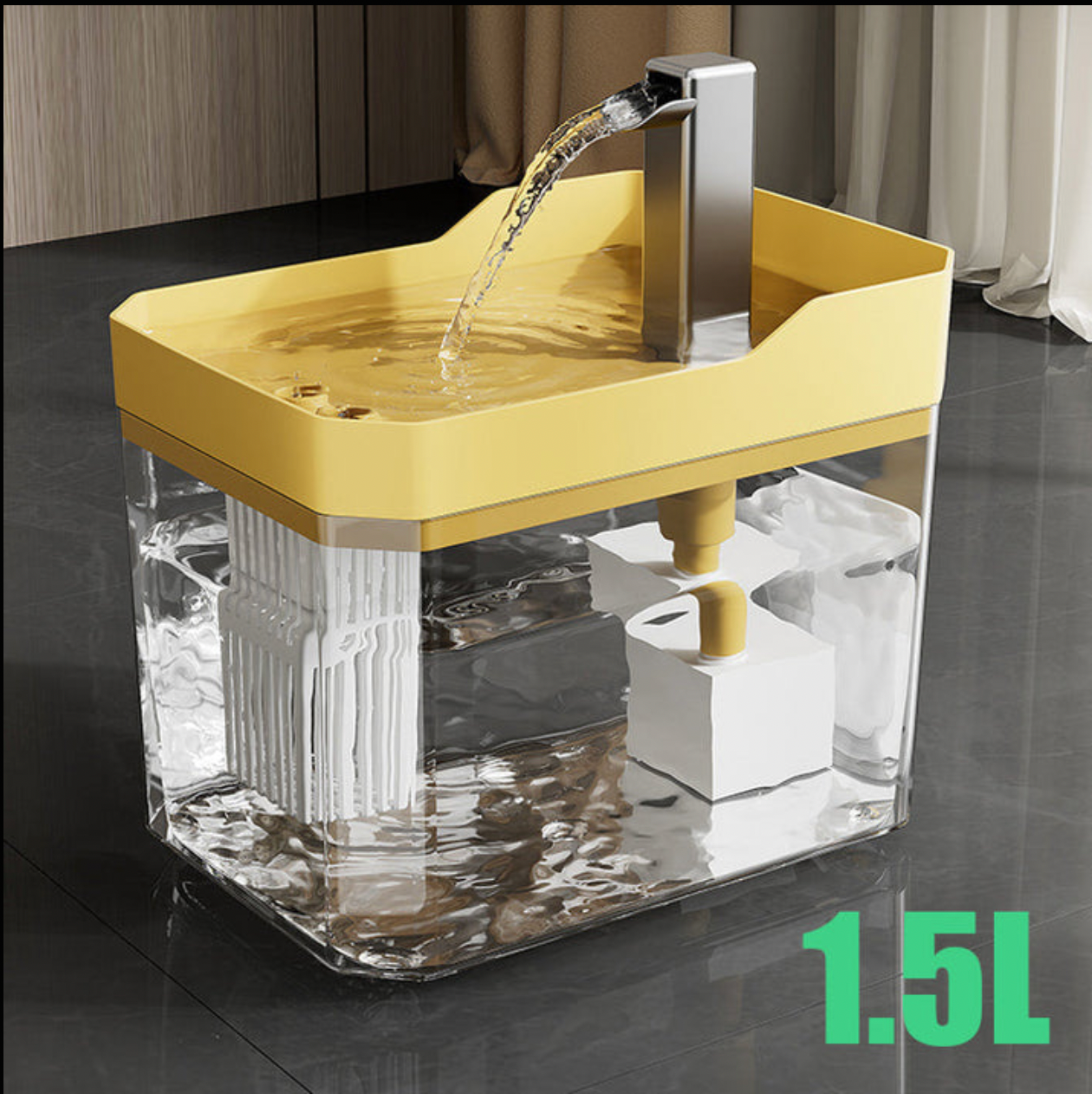 Fuente de Agua Automática Transparente tipo Grifo de 1.5L