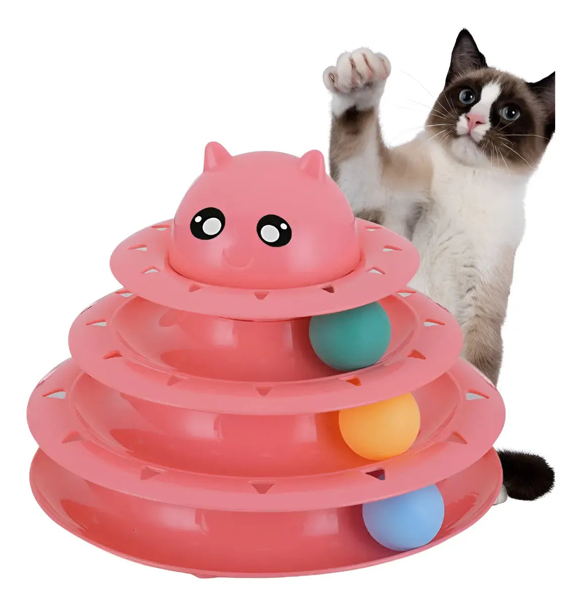Juguete Interactivo Torre Espiral de 3 Niveles con Pelotas Giratorias