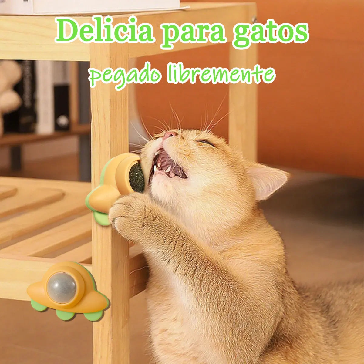 Juguete de Pared Interactivo Nave Espacial con Bola de Catnip Giratoria 360°