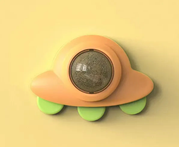 Juguete de Pared Interactivo Nave Espacial con Bola de Catnip Giratoria 360°