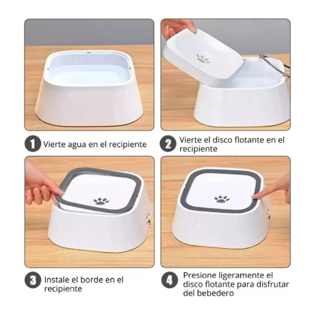 Tazón Bebedero Antisalpicaduras con Disco Flotante de 1.5L