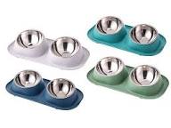 Comedero Doble Ergonómico de Acero Inoxidable con Base Elevada