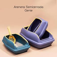 Arenero Semicerrado Ergonómico con Paredes Antiderrame, Rejilla Atrapa-Arena y Pala de Huellita