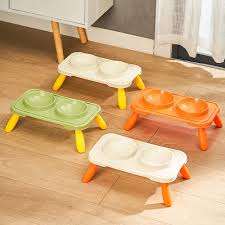Comedero Doble Ergonómico Elevado con Soporte de Cuatro Patas para Mascotas