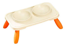 Comedero Doble Ergonómico Elevado con Soporte de Cuatro Patas para Mascotas