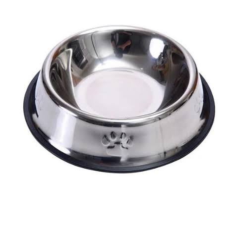 Comedero Metálico de Acero Inoxidable con Base Antideslizante y Relieve de Huellas