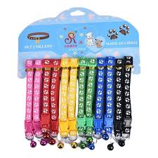 Collar X12 Ajustable con Cascabel y Estampado de Huellitas y Huesos para Perros Pequeños y Gatos