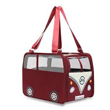 Bolso Transportador de Mascotas Premium con Ruedas y Diseño de Autobús Retro