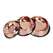 Comedero Premium de Acero Inoxidable en Tono Cobrizado con Base Antideslizante