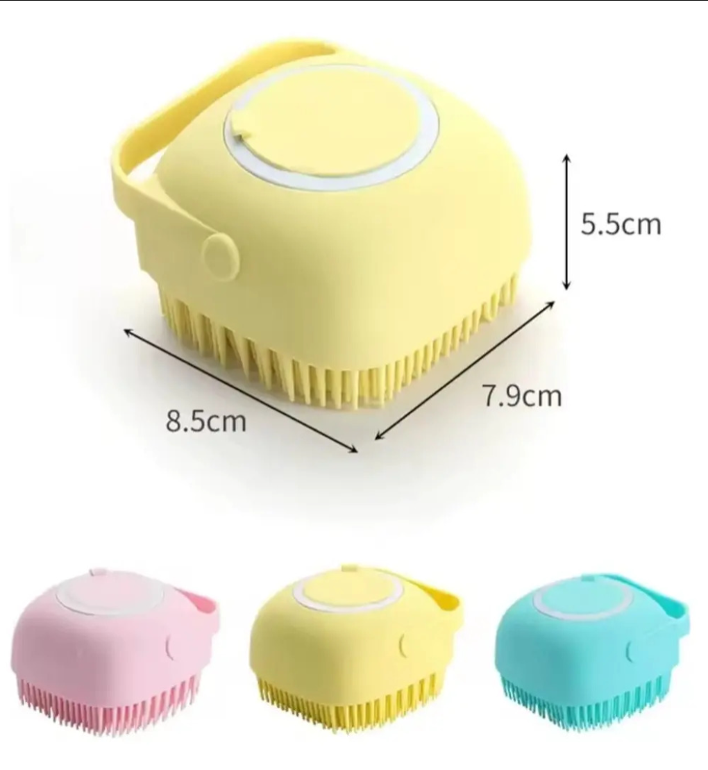 Cepillo Dispensador Cuadrado de Silicona para Baño y Masaje