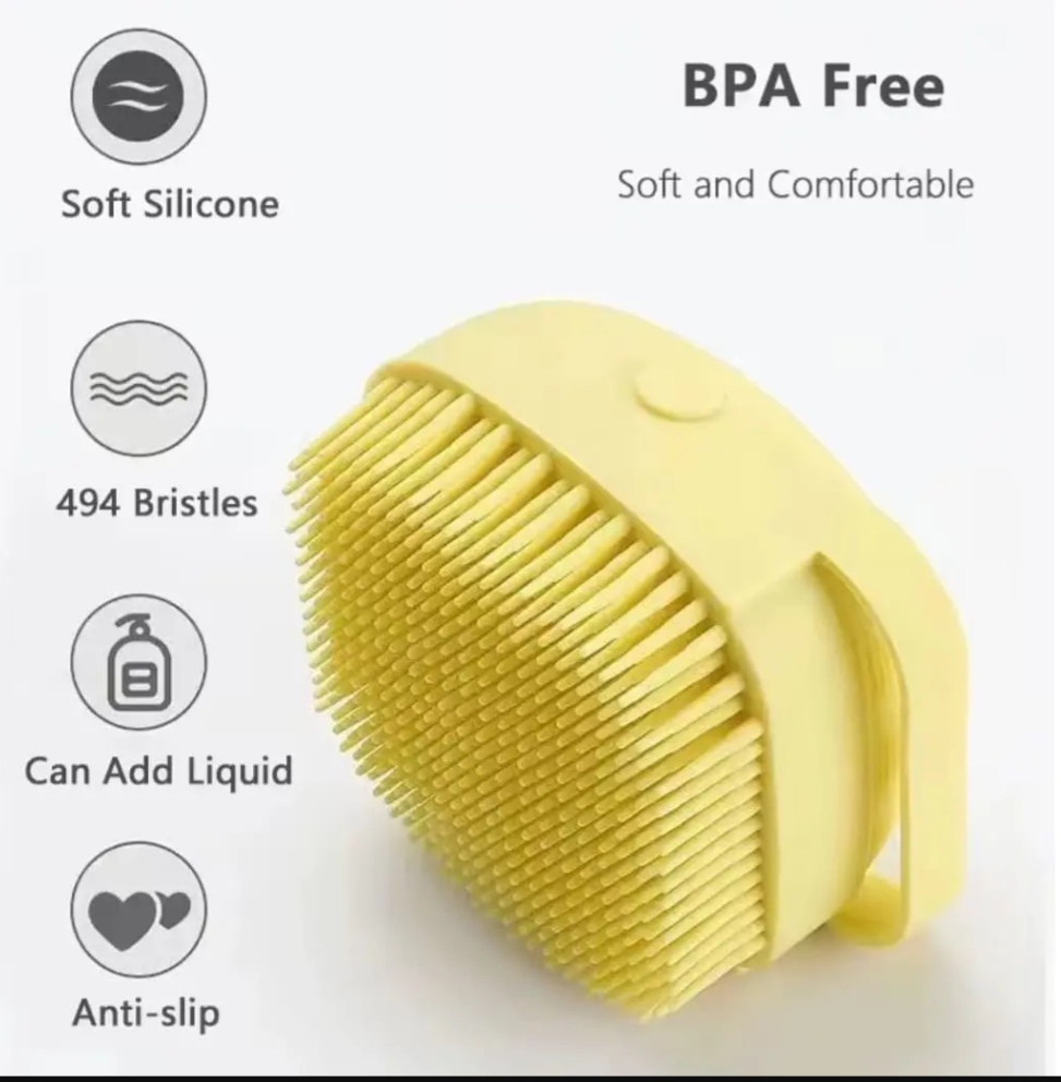 Cepillo Dispensador Cuadrado de Silicona para Baño y Masaje