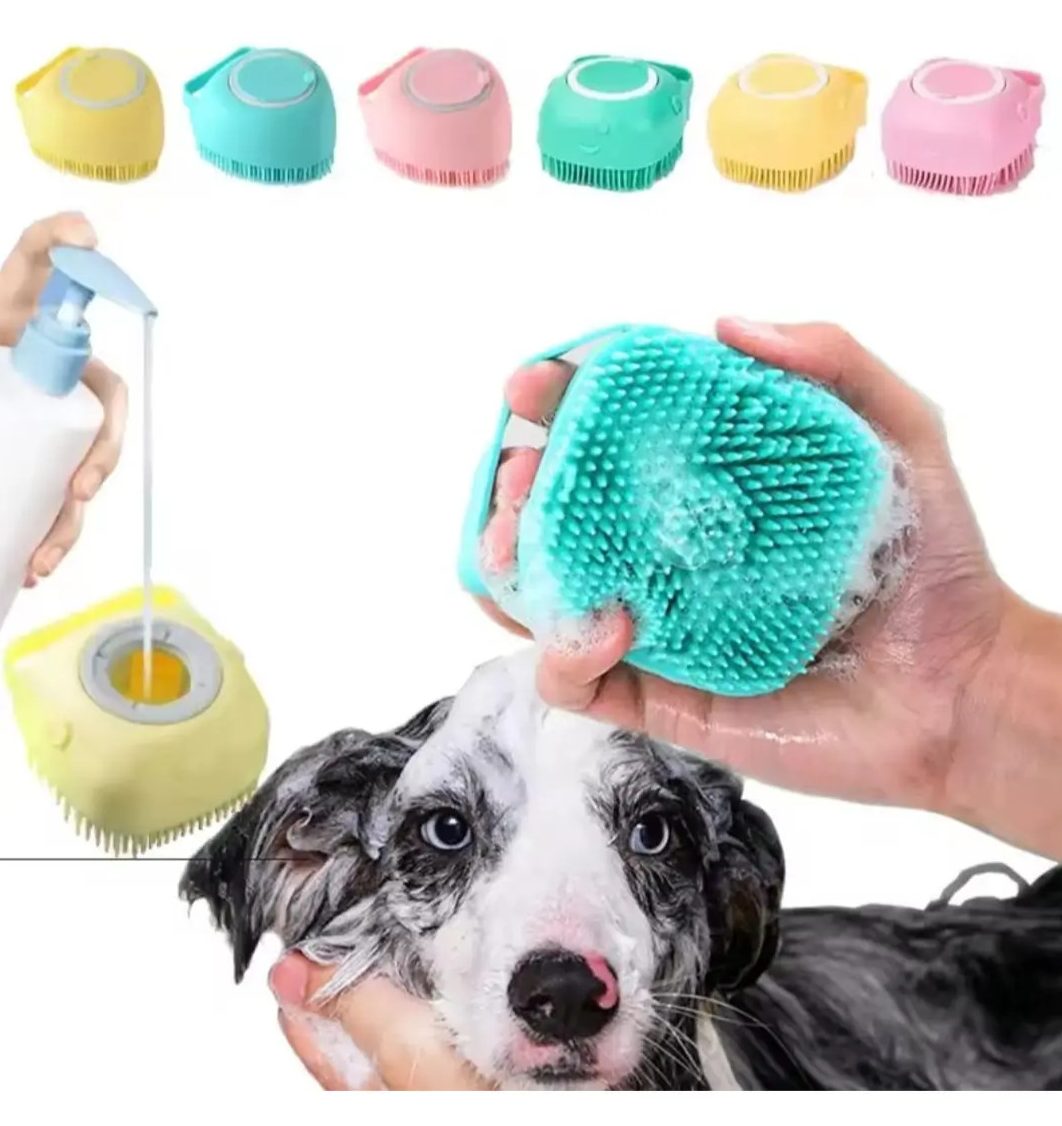 Cepillo Dispensador Cuadrado de Silicona para Baño y Masaje